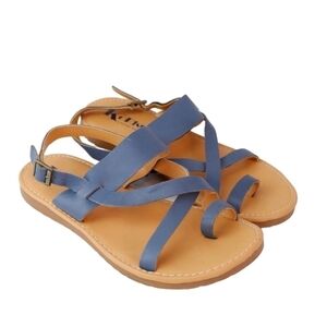 Korks by Kork-Ease Women Ankle Leather Sandals Loop Toe Flats sz 10M